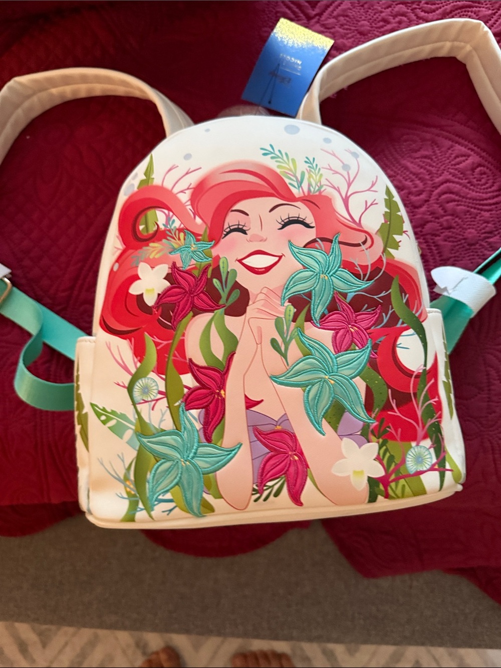 Disney Ariel Floral Mini Backpack - White, Red & Turquoise